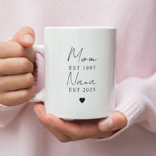Personalized Mom Nana EST Year Mug   Minimalist 