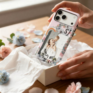 Personalized Mom Photo Boho Floral Pink Monogramed