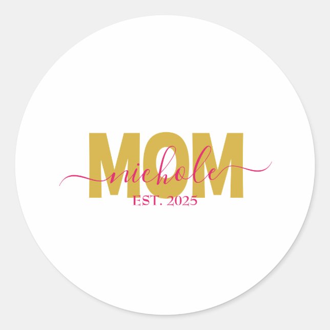 PERSONALIZED MOM TO BE CLASSIC ROUND STICKER (Front)