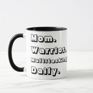 Personalized Mom Warrior Multitasking Daily Black Mug