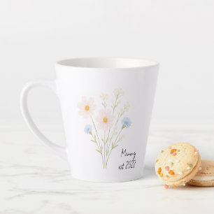 Personalized Mommy Est. Mug with Pastel Wildflower