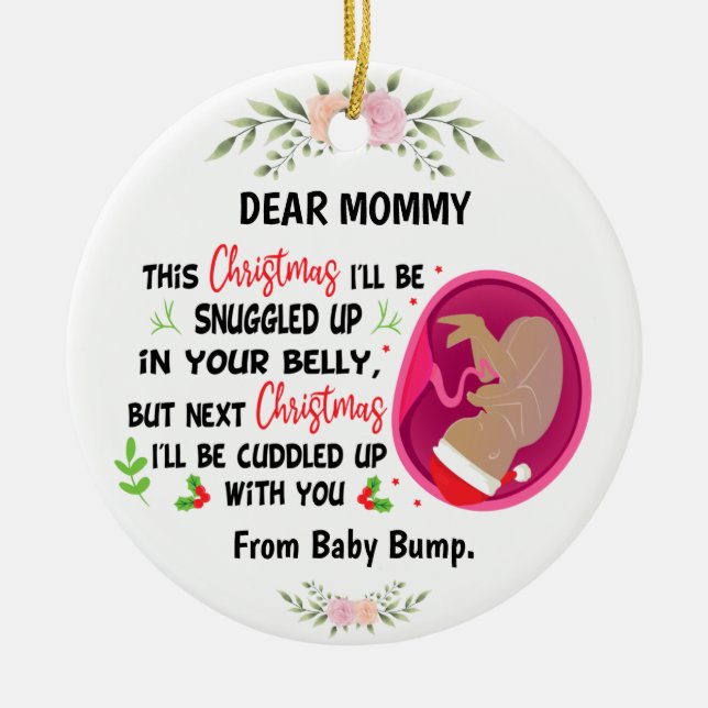 Personalized Mommy To Be from Baby Bump Christmas Ceramic Tree Decoration (Front)