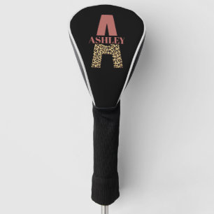 Personalized Monogram A Pink Leopard print Golf Head Cover