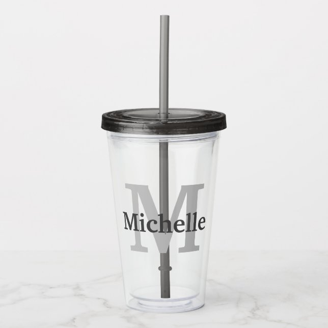 Personalized Monogram And Name Acrylic Tumbler (Front)