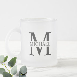 Personalized Monogram and Name Frosted Glass Coffee Mug