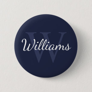 Personalized Monogram and Name Navy Blue 6 Cm Round Badge