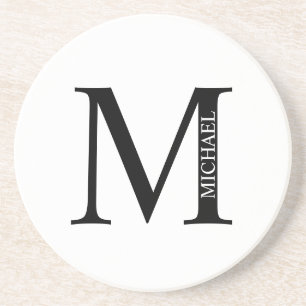 Personalized Monogram and Name Sandstone Coaster