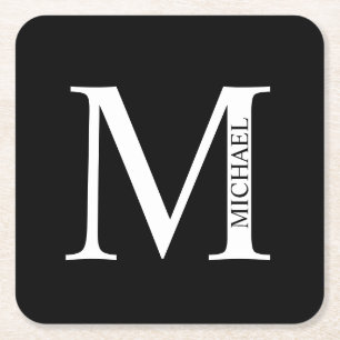 Personalized Monogram and Name Square Paper Coaster
