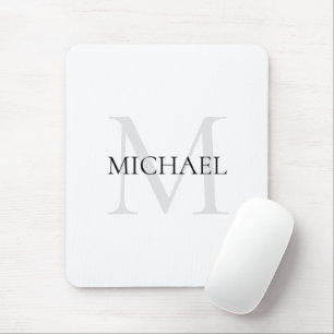 Personalized Monogram and Name White Mouse Mat