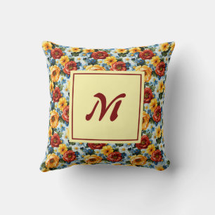 Personalized Monogram – Elegant Modern Floral Cushion