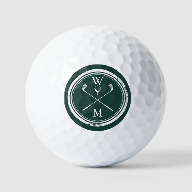 Personalized Monogram Emerald Green Golf Balls (Front)