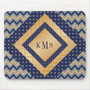 Personalized Monogram Golden Nautical Mousepad