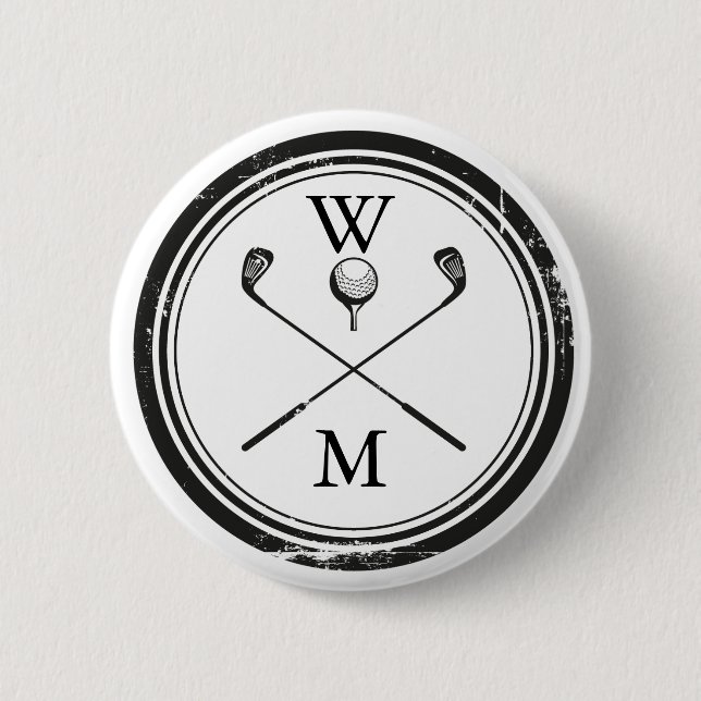 Personalized Monogram Golf Clubs 6 Cm Round Badge (Front)