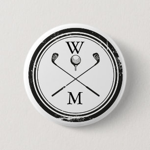 Personalized Monogram Golf Clubs 6 Cm Round Badge