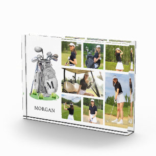 Personalized Monogram Golf Photo Collage Block