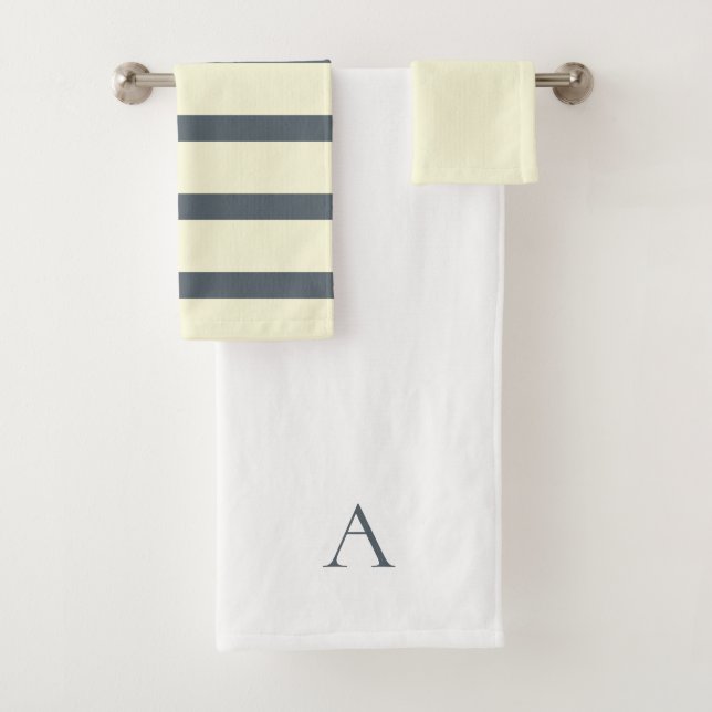 Personalized Monogram Green & Yellow Bath Towel Set (Insitu)