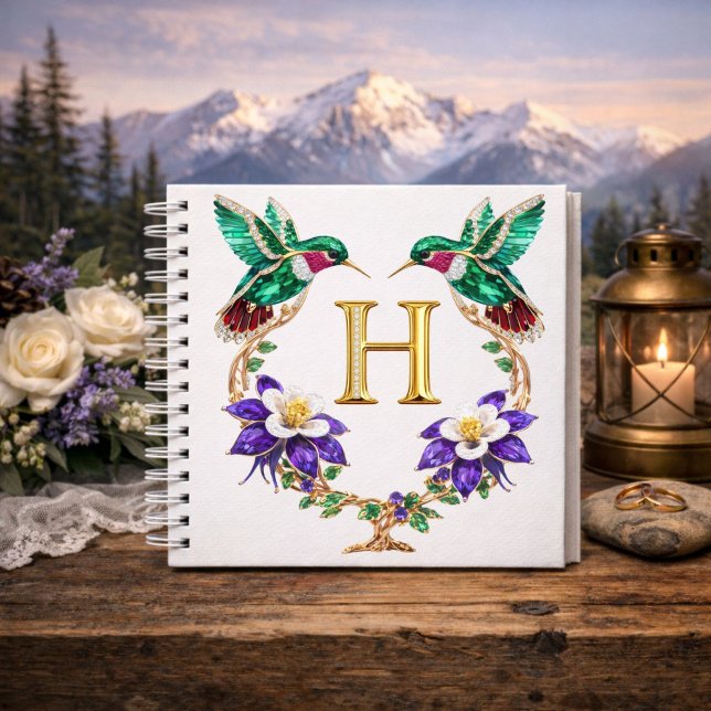 Personalized Monogram H Jeweled Hummingbird Gift Notebook (Creator Uploaded)