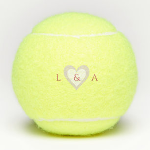 Personalized Monogram Heart Two Initials  Tennis Balls