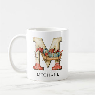 Personalized Monogram Initial M Christmas Holiday Coffee Mug