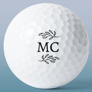 Personalized Monogram Initials Botanical Leaf Golf Balls