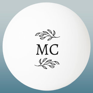 Personalized Monogram Initials Botanical Leaf Ping Pong Ball