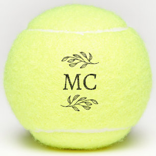Personalized Monogram Initials Botanical Leaf Tennis Balls
