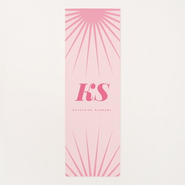 Personalized Monogram Initials Pink Yoga Mat (Front)