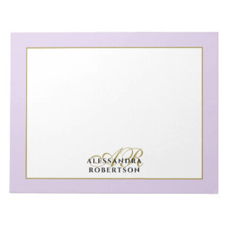 Personalized Monogram Lavender Gold Calligraphy  Notepad