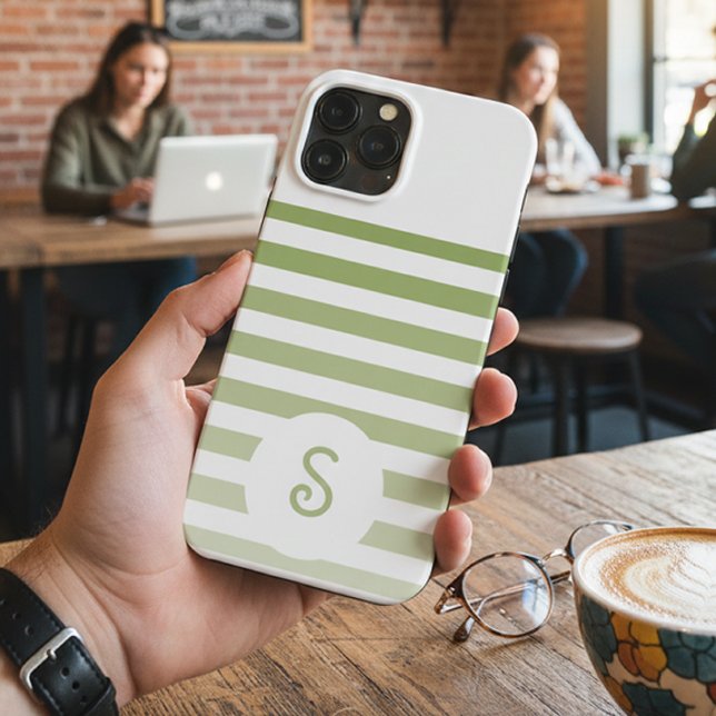 Personalized Monogram Minimal Striped Modern Desig Case-Mate iPhone Case (Creator Uploaded)