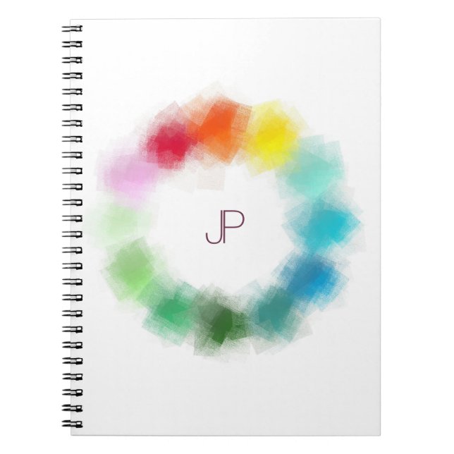Personalized Monogram Modern Colorful Template Notebook (Front)
