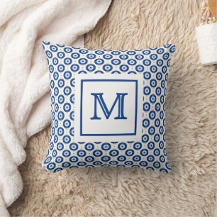 Personalized Monogram Modern Evil Eye Pattern  Cushion
