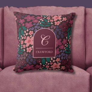 Personalized Monogram Moody Floral Cushion