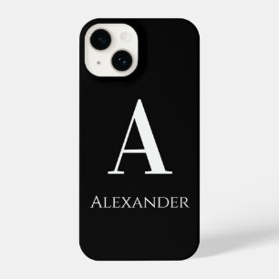 Personalized Monogram Name Black and White Modern iPhone 14 Case