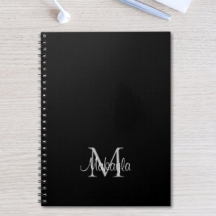 Personalized Monogram Name Black Notebook