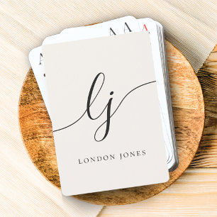 Personalized Monogram Name Calligraphy Script Playing Cards