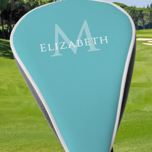 Personalized Monogram Name Initial Teal Golf Head Cover