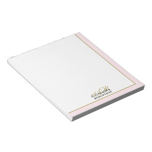 Personalized Monogram Pastel Pink Gold White Chic Notepad