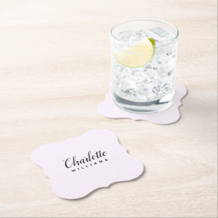 Personalized Monogram Pastel Pink Paper Coaster