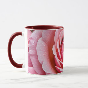 Personalized monogram pink rose floral  mug