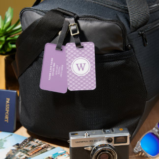 Personalized Monogram Purple Floral Pattern Luggage Tag