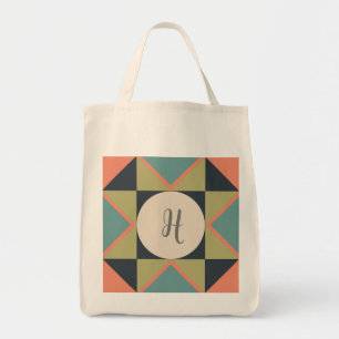 Personalized Monogram Quilt Block Tote Bag
