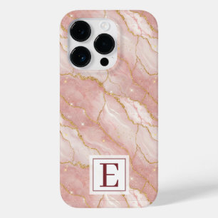 Personalized Monogram Rose Quartz Gold Case-Mate iPhone 14 Pro Case
