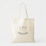 Personalized monogram rustic greenery bridesmaid   tote bag<br><div class="desc">Dusty blue watercolor botanical greenery leaves with three letter monogram in color editable gray color,  simple and elegant,  great personalized bridesmaid gifts
See all the matching pieces in collection</div>