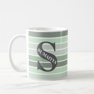 Personalized Monogram 'Shades of Green' Striped Coffee Mug