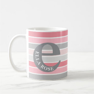 Personalized Monogram 'Shades of Pink' Striped Coffee Mug
