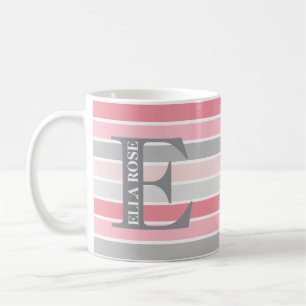 Personalized Monogram 'Shades of Pink' Striped Coffee Mug