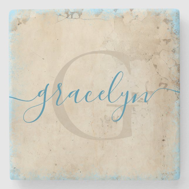 Personalized Monogram Stone Coaster (Front)