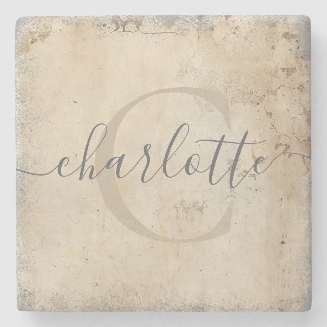 Personalized Monogram Stone Coaster (Front)
