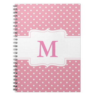 Personalized Monogrammed Pink & White Polka Dots Notebook