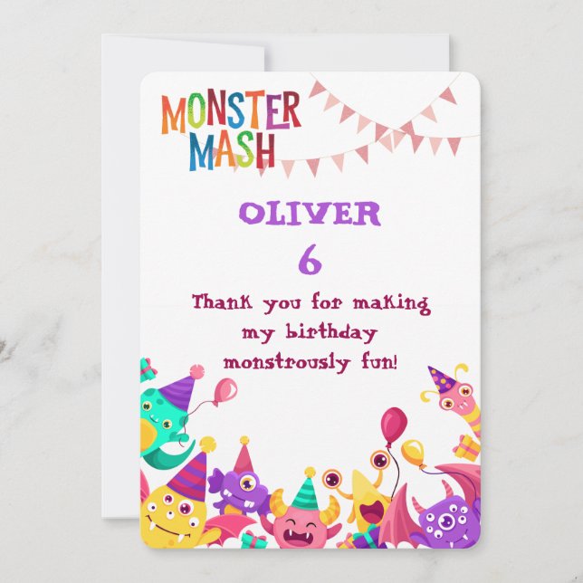 Personalized Monster Thank You Card – Crocodile &  (Front)